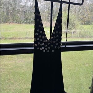Muse Black V-Neck Dress with Sequin Accents